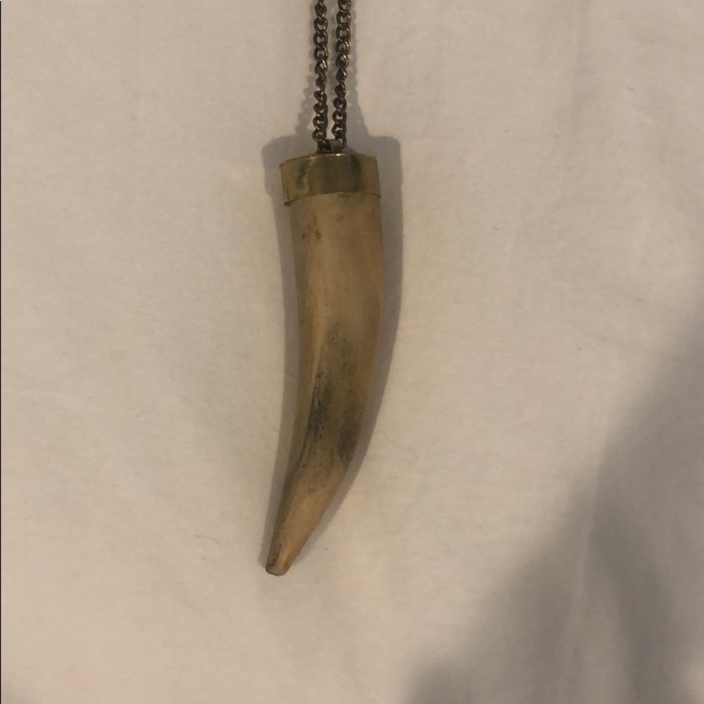 Wood horn pendant with chain
